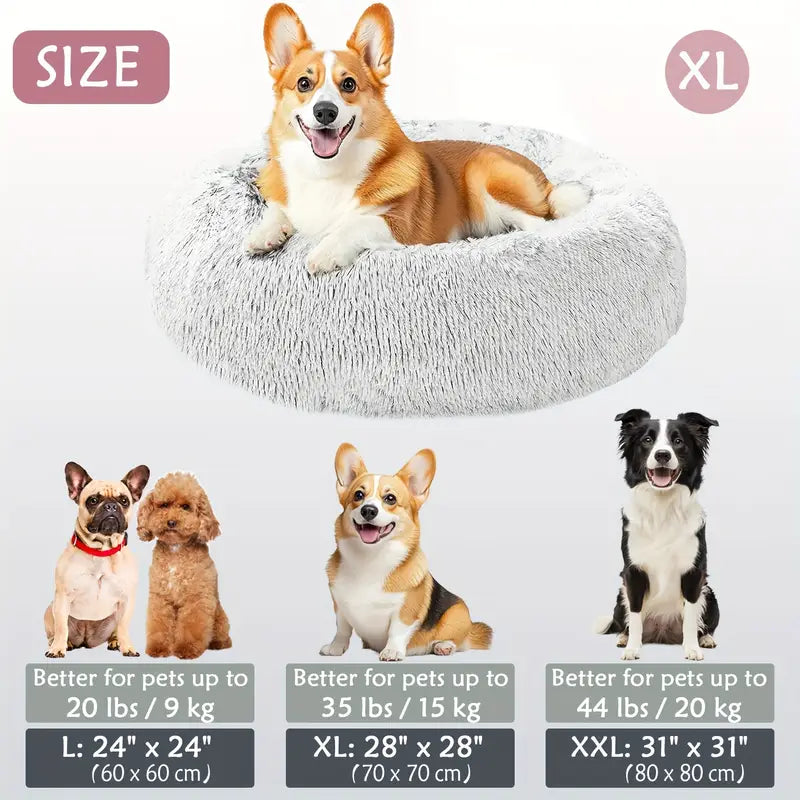Kalmerende Donut Huisdierenmand | Wasbare Kunstbont Honden & Katten Mand