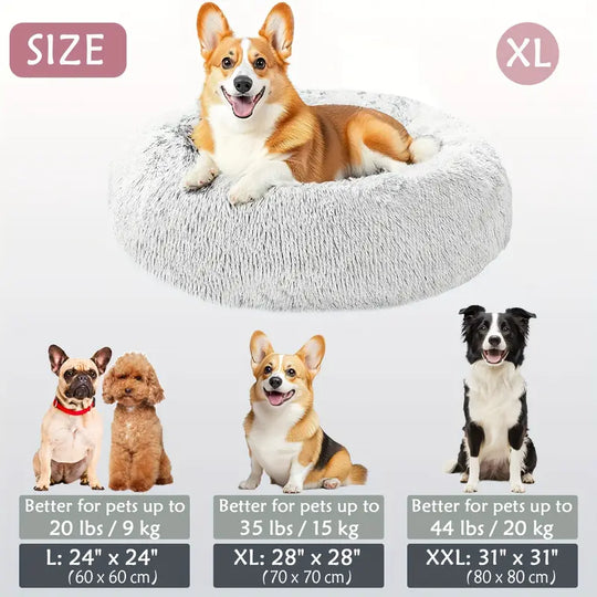Panier pour animaux en forme de donut apaisant | Panier pour chiens et chats en fausse fourrure lavable