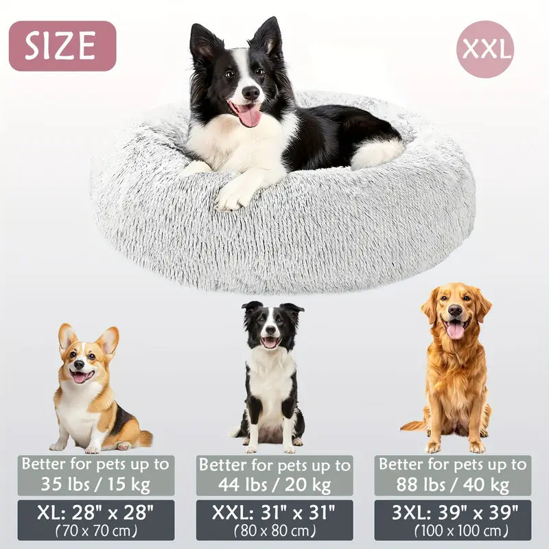 Kalmerende Donut Huisdierenmand | Wasbare Kunstbont Honden & Katten Mand