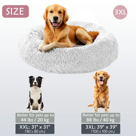 Panier pour animaux en forme de donut apaisant | Panier pour chiens et chats en fausse fourrure lavable