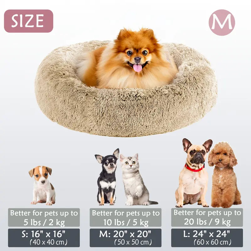 Kalmerende Donut Huisdierenmand | Wasbare Kunstbont Honden & Katten Mand