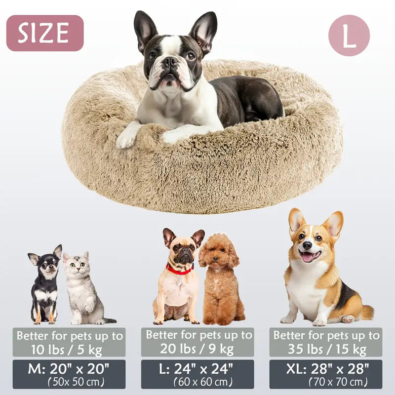 Kalmerende Donut Huisdierenmand | Wasbare Kunstbont Honden & Katten Mand