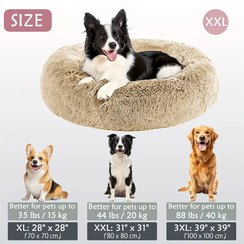 Kalmerende Donut Huisdierenmand | Wasbare Kunstbont Honden & Katten Mand