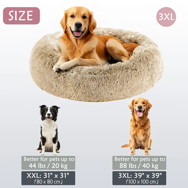 Kalmerende Donut Huisdierenmand | Wasbare Kunstbont Honden & Katten Mand