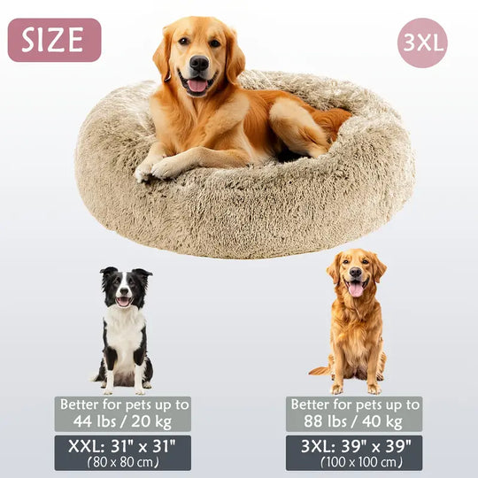 Panier pour animaux en forme de donut apaisant | Panier pour chiens et chats en fausse fourrure lavable
