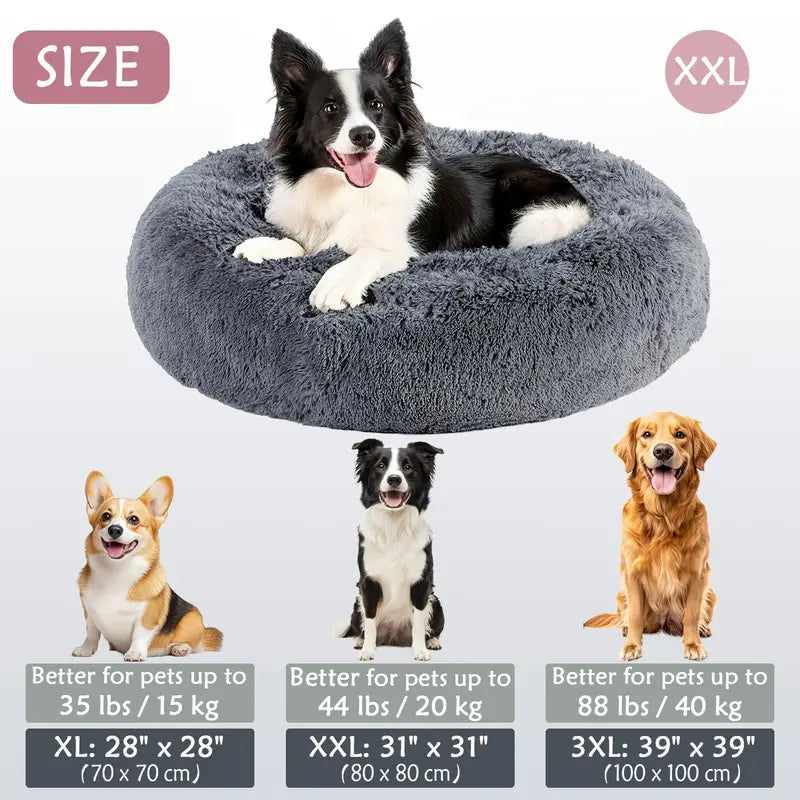 Kalmerende Donut Huisdierenmand | Wasbare Kunstbont Honden & Katten Mand