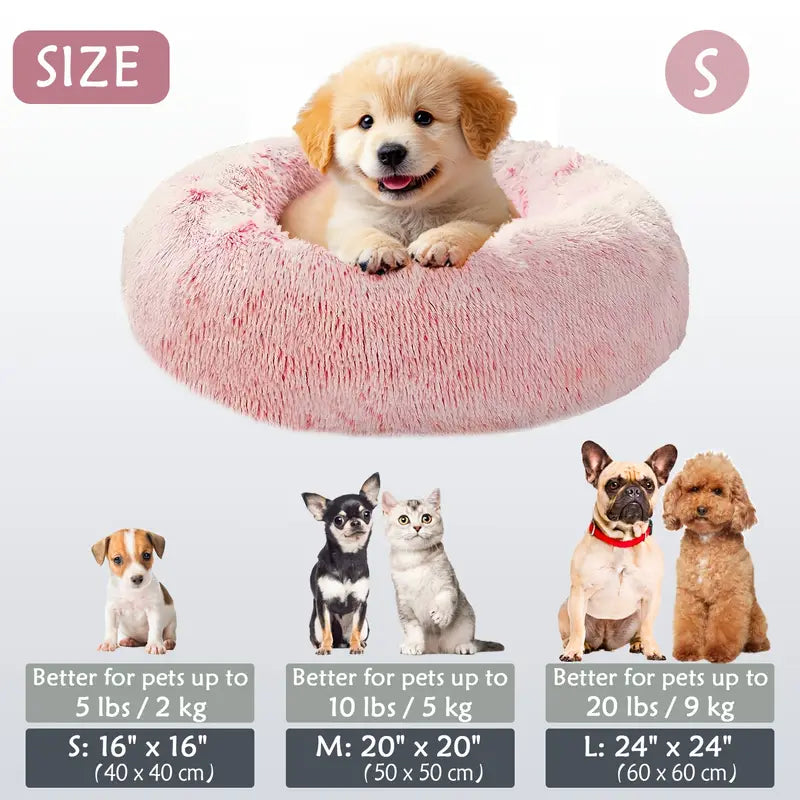 Kalmerende Donut Huisdierenmand | Wasbare Kunstbont Honden & Katten Mand