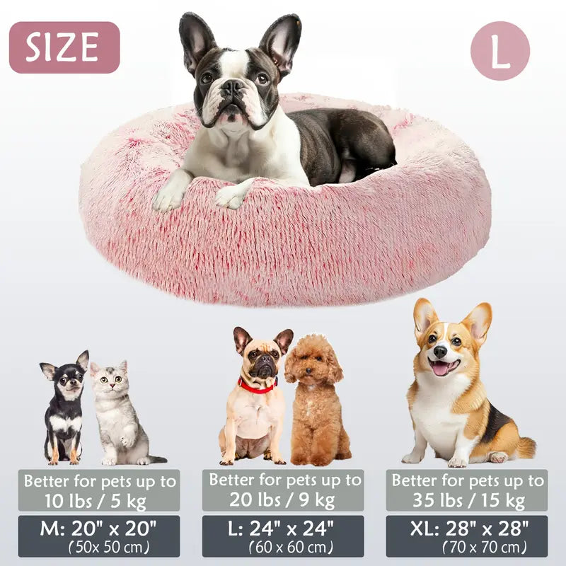 Kalmerende Donut Huisdierenmand | Wasbare Kunstbont Honden & Katten Mand