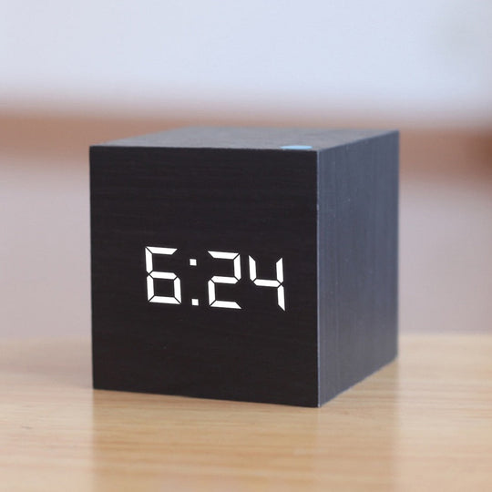 Digital LED Cube Clock | Modern Square Alarm Clock for Desk or Nightstand