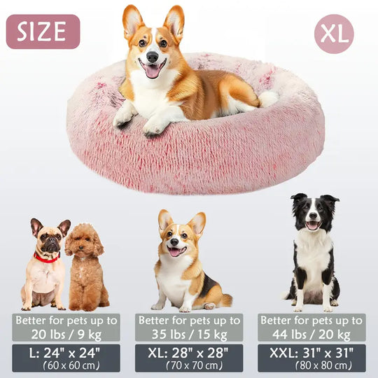 Panier pour animaux en forme de donut apaisant | Panier pour chiens et chats en fausse fourrure lavable