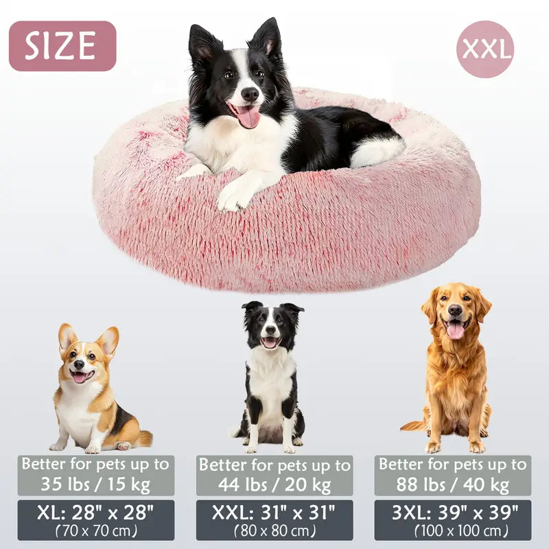 Kalmerende Donut Huisdierenmand | Wasbare Kunstbont Honden & Katten Mand