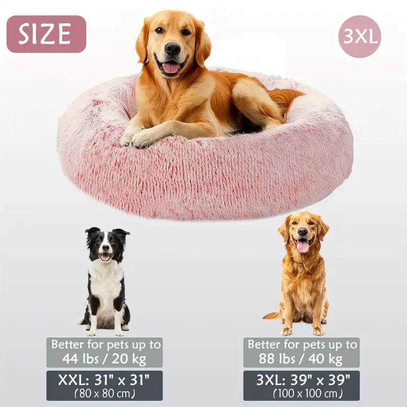 Kalmerende Donut Huisdierenmand | Wasbare Kunstbont Honden & Katten Mand