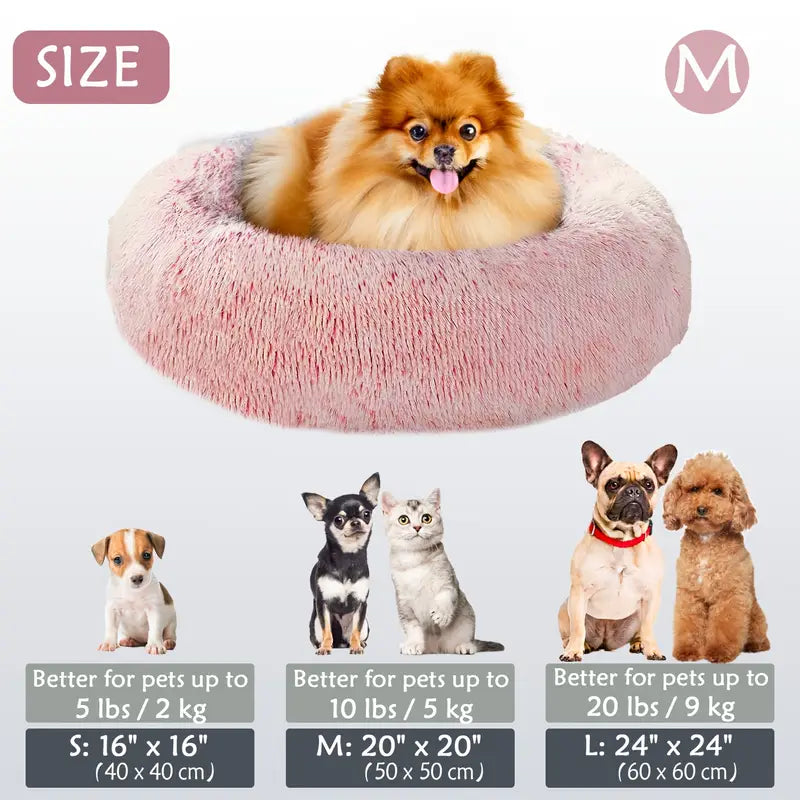 Kalmerende Donut Huisdierenmand | Wasbare Kunstbont Honden & Katten Mand