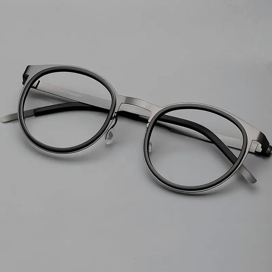 Men's Retro Titanium Glasses | Round Gunmetal Frame for Daily Use