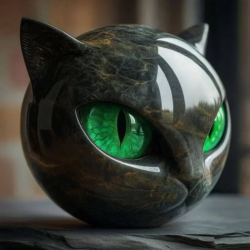 Mystieke Zwarte Kat Sculptuur | Gotisch Kat Hoofd Standbeeld Decor Ornament