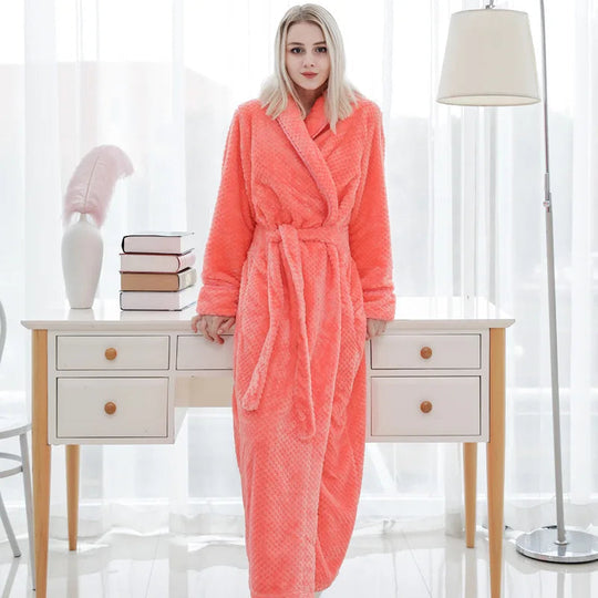 Warm Winter Bathrobe | Long Plush Morning Gown for Cold Days