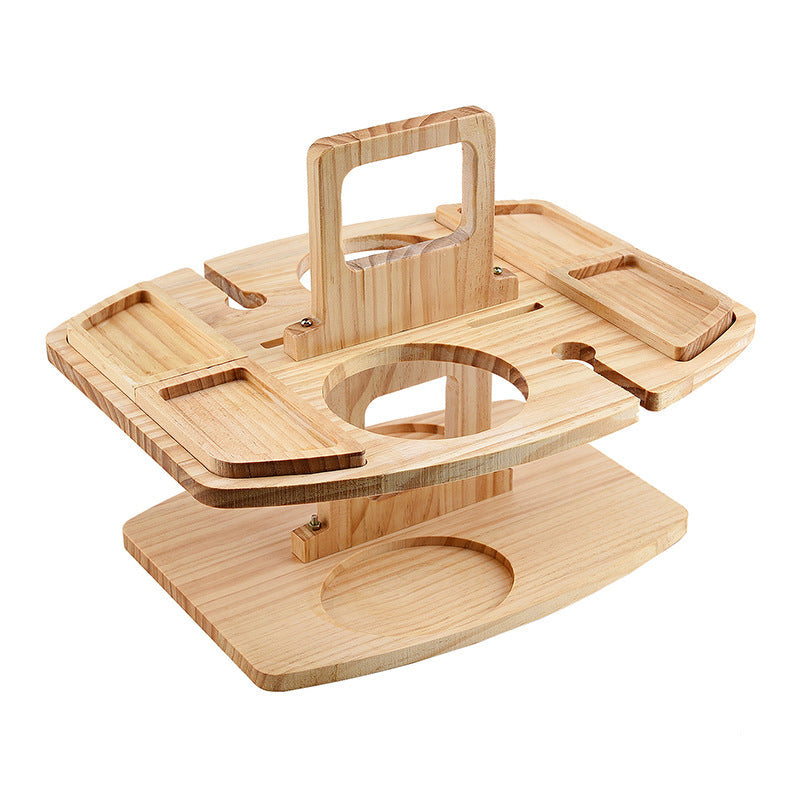 Draagbare houten picknick wijntafel | Opvouwbare wijn- en snackhouder voor buiten