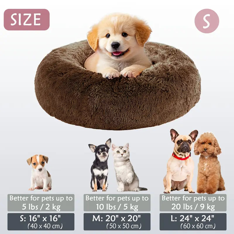 Kalmerende Donut Huisdierenmand | Wasbare Kunstbont Honden & Katten Mand