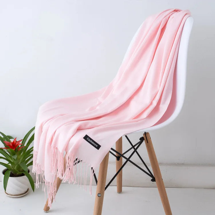 Lunga Sciarpa Lavorata a Maglia con Frange per Donna | Classica Stola