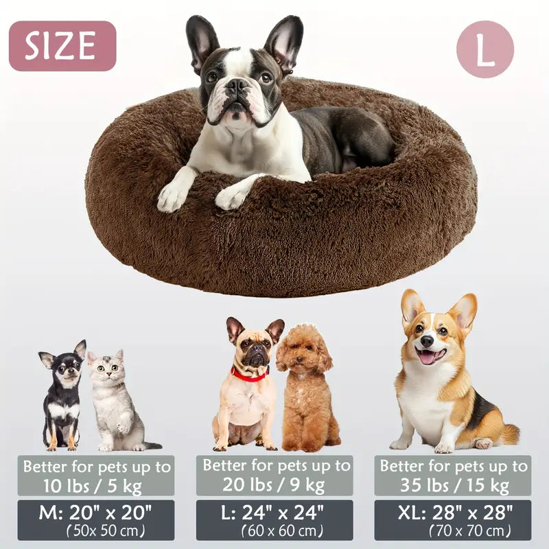 Kalmerende Donut Huisdierenmand | Wasbare Kunstbont Honden & Katten Mand