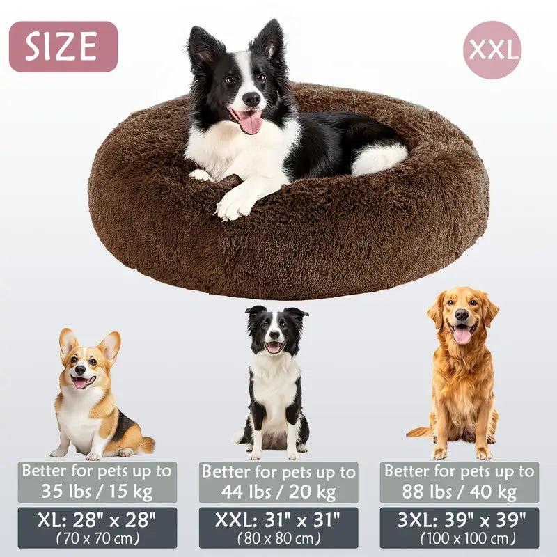 Kalmerende Donut Huisdierenmand | Wasbare Kunstbont Honden & Katten Mand