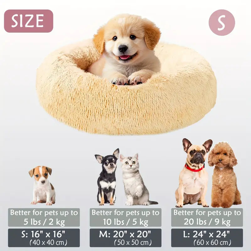Kalmerende Donut Huisdierenmand | Wasbare Kunstbont Honden & Katten Mand