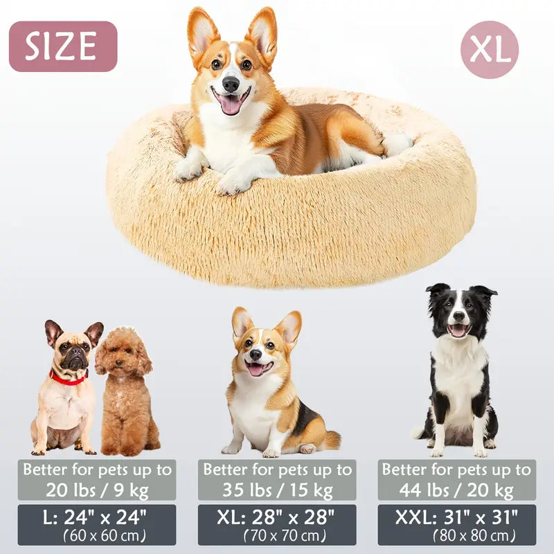 Kalmerende Donut Huisdierenmand | Wasbare Kunstbont Honden & Katten Mand