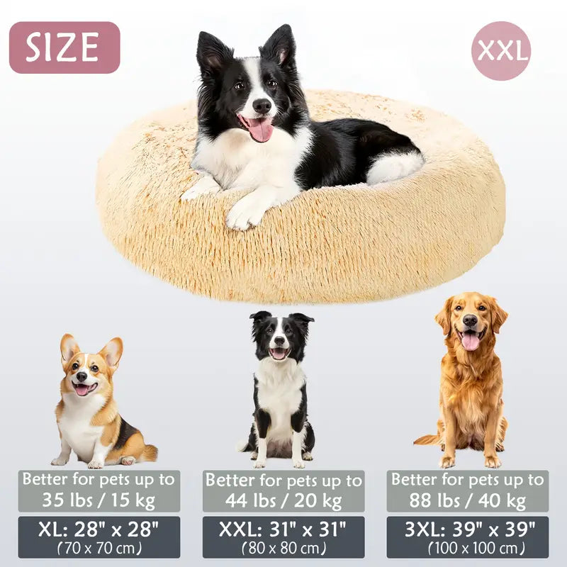 Kalmerende Donut Huisdierenmand | Wasbare Kunstbont Honden & Katten Mand
