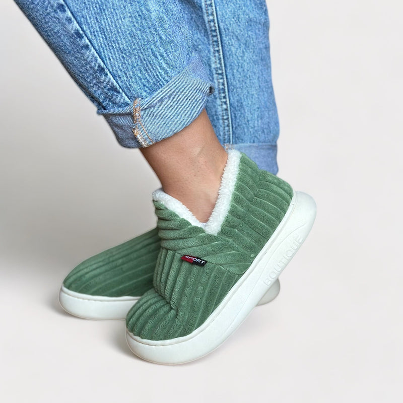 Pantofole da donna calde foderate in pile | Antiscivolo per interni Scarpe in velluto coste
