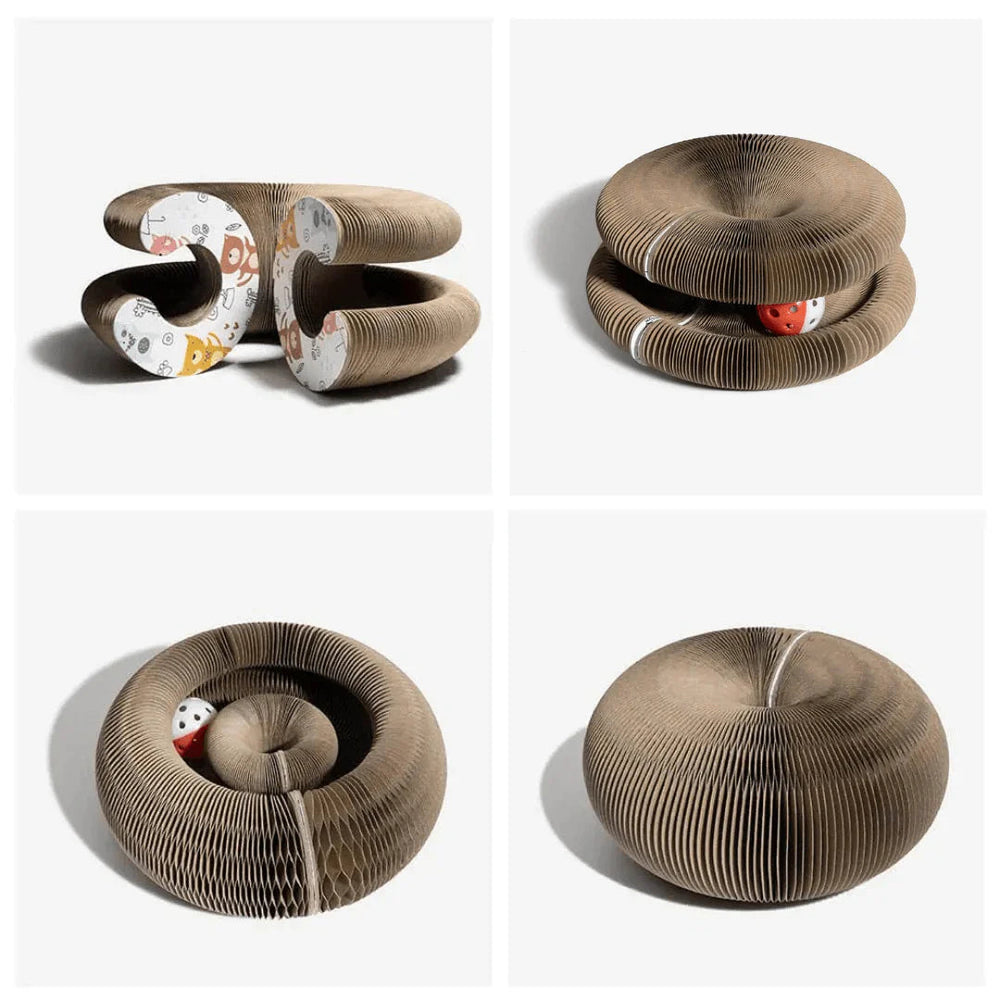 Expandable Cat Scratcher | Interactive Ball Track & Play Tunnel