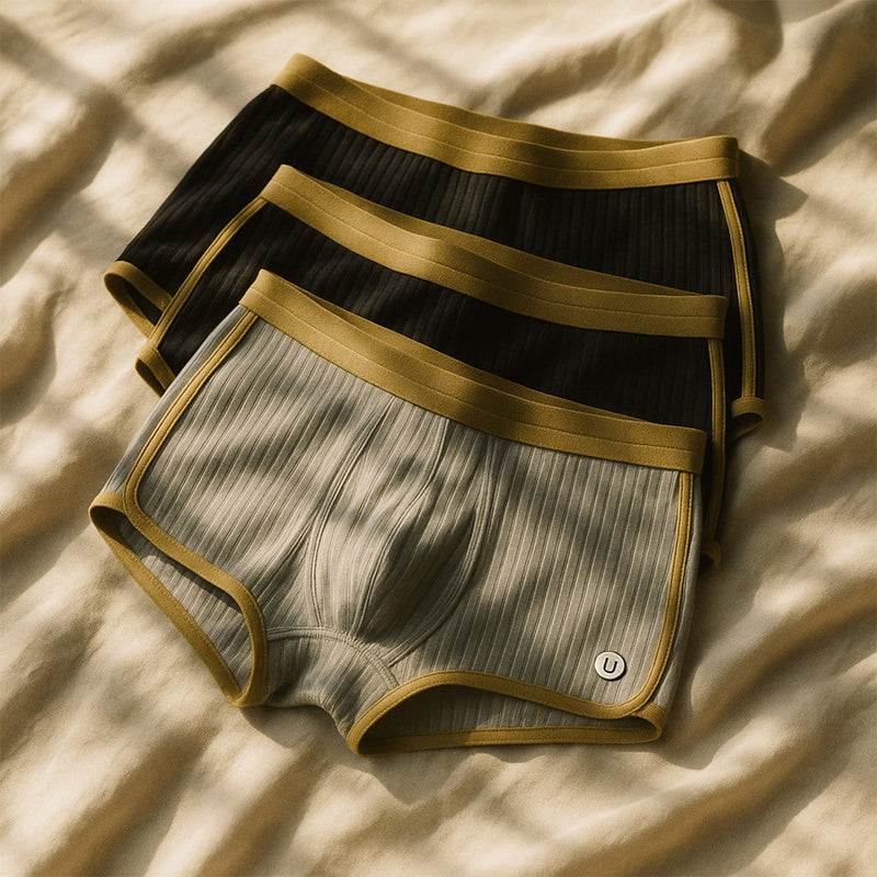 Ribbed Cotton Boxer Shorts with Shaped Pouch