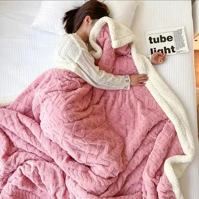 Warme wol Imitatiebont Deken | Behaaglijke Sherpa Plaid voor de Winter