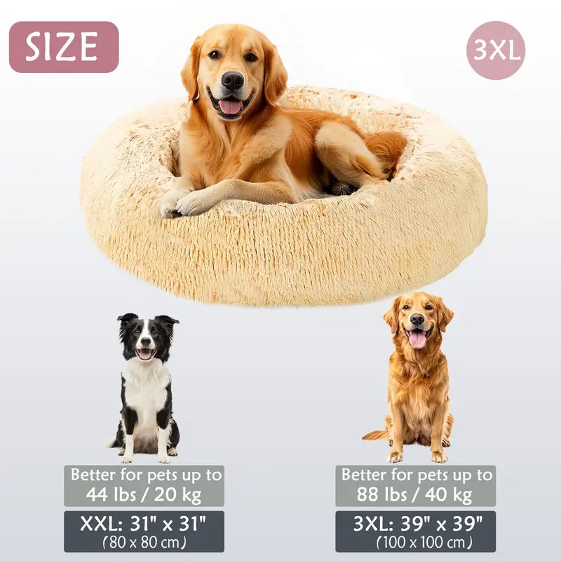Kalmerende Donut Huisdierenmand | Wasbare Kunstbont Honden & Katten Mand