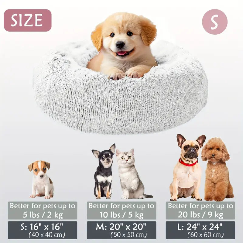 Kalmerende Donut Huisdierenmand | Wasbare Kunstbont Honden & Katten Mand