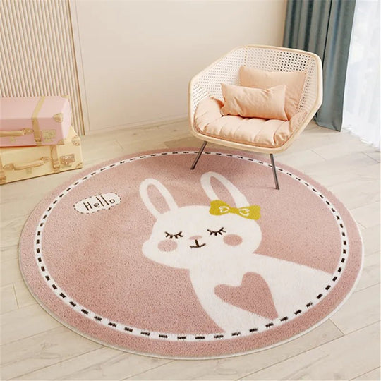 Tapis rond pour chambre d'enfant | Design ludique de dessin animé et illustré