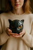 Mystieke Zwarte Kat Sculptuur | Gotisch Kat Hoofd Standbeeld Decor Ornament