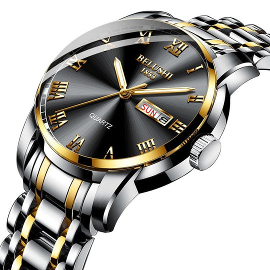 Orologio Bicolore da Uomo | Quadrante Blu Luminoso con Giorno e Data