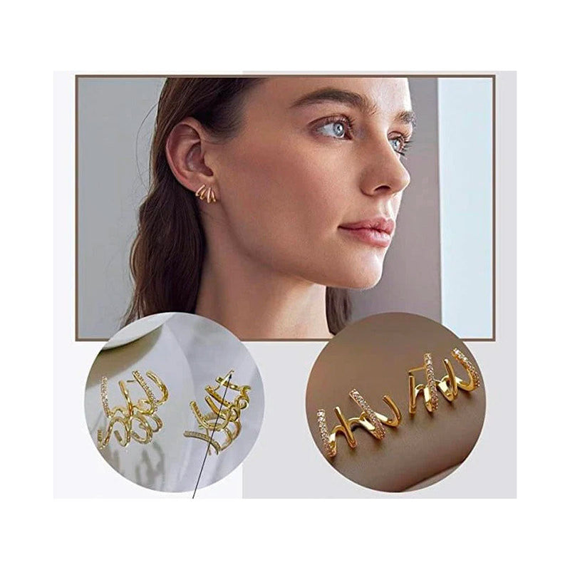 Orecchini Quattro Artigli - Artigli Color Argento con Accento di Cristalli