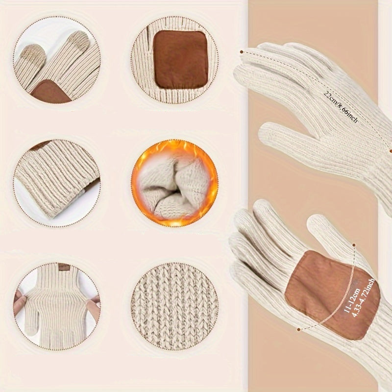 Gebreide winterset met touchscreenhandschoenen | 3-Delige