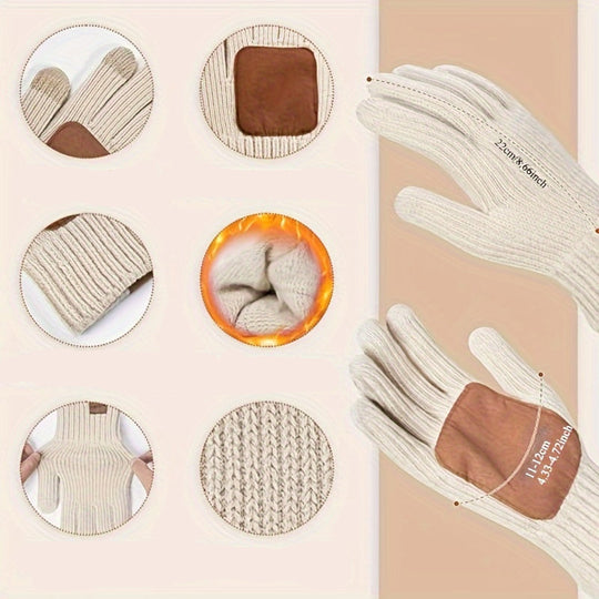 Gebreide winterset met touchscreenhandschoenen | 3-Delige