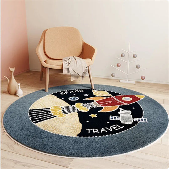 Tapis rond pour chambre d'enfant | Design ludique de dessin animé et illustré
