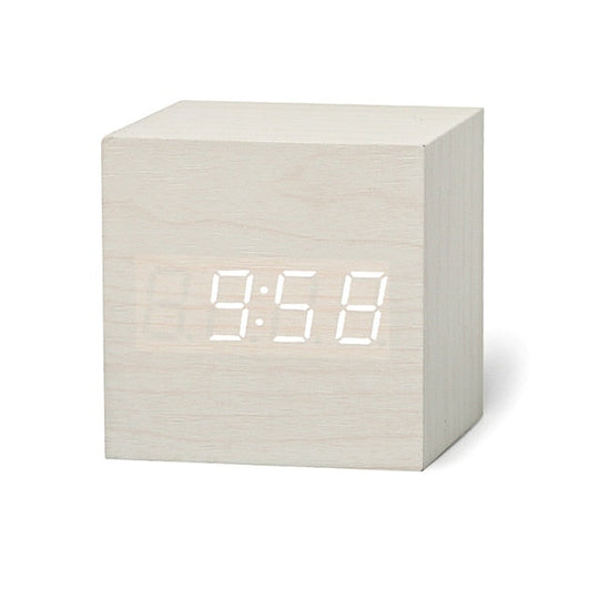 Digital LED Cube Clock | Modern Square Alarm Clock for Desk or Nightstand