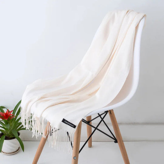 Lunga Sciarpa Lavorata a Maglia con Frange per Donna | Classica Stola