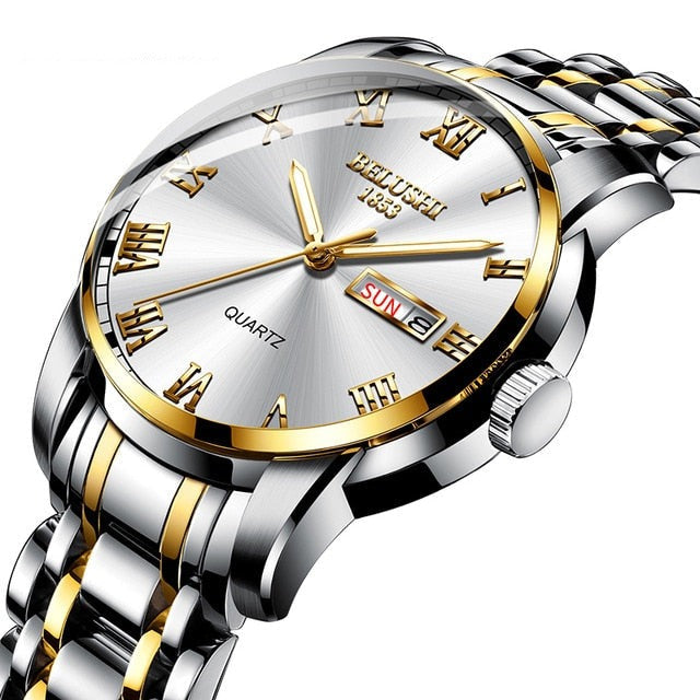 Orologio Bicolore da Uomo | Quadrante Blu Luminoso con Giorno e Data