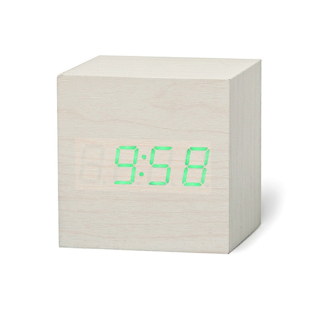 Digital LED Cube Clock | Modern Square Alarm Clock for Desk or Nightstand
