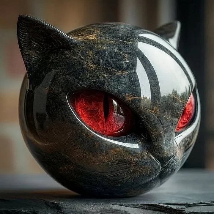 Mystieke Zwarte Kat Sculptuur | Gotisch Kat Hoofd Standbeeld Decor Ornament
