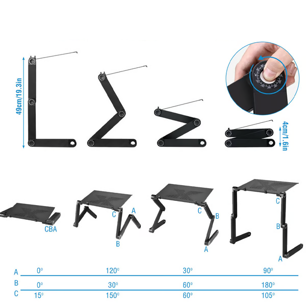 360° verstelbare laptopstandaard | Ergonomische draagbare bureauverhoger voor werk en studie
