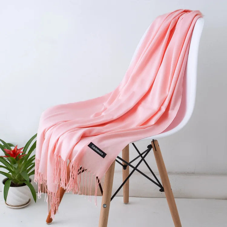 Lunga Sciarpa Lavorata a Maglia con Frange per Donna | Classica Stola