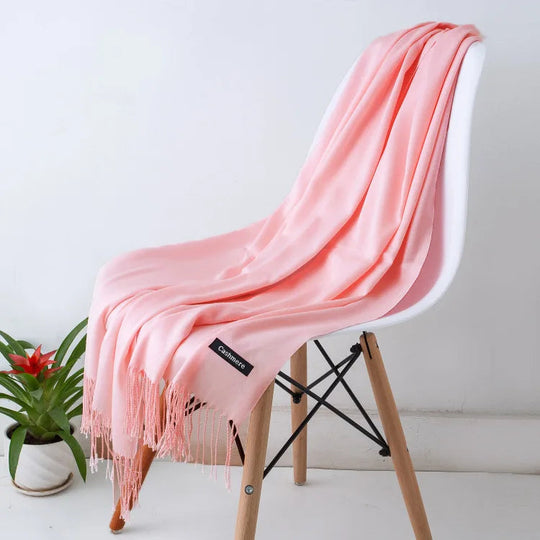 Lunga Sciarpa Lavorata a Maglia con Frange per Donna | Classica Stola