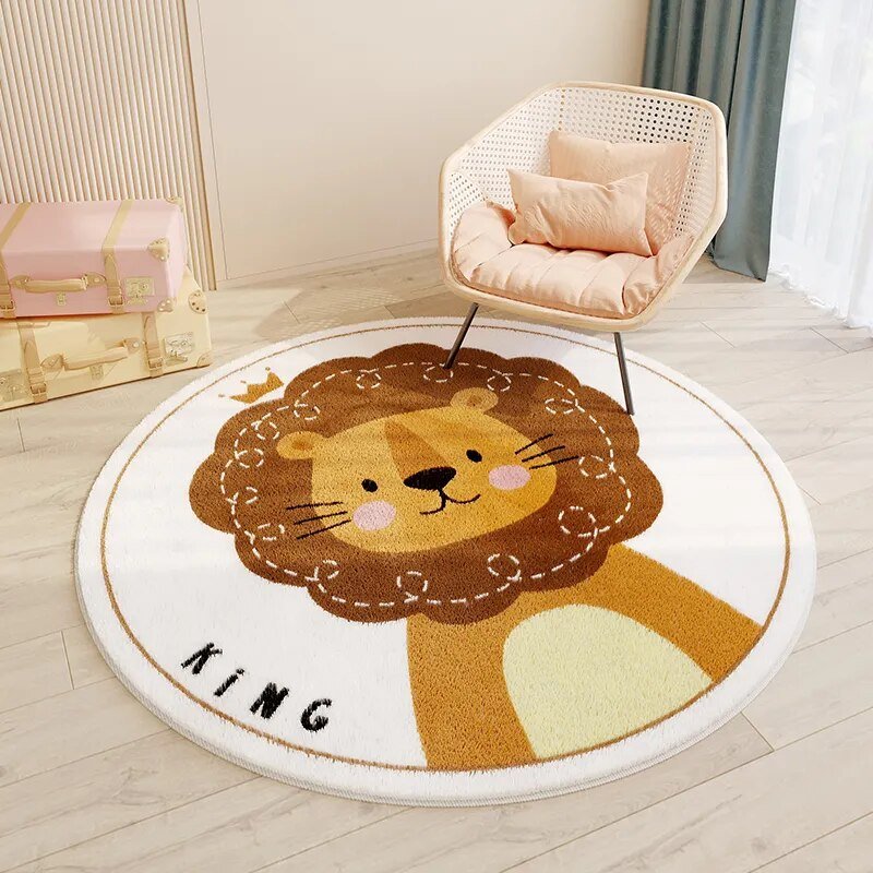 Tapis rond pour chambre d'enfant | Design ludique de dessin animé et illustré